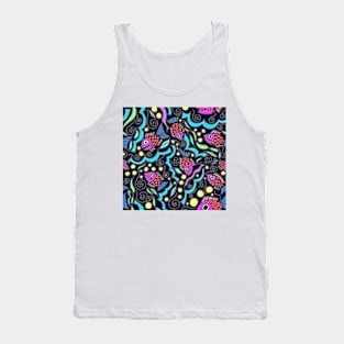 Happy Swimming Fish Black background Tank Top